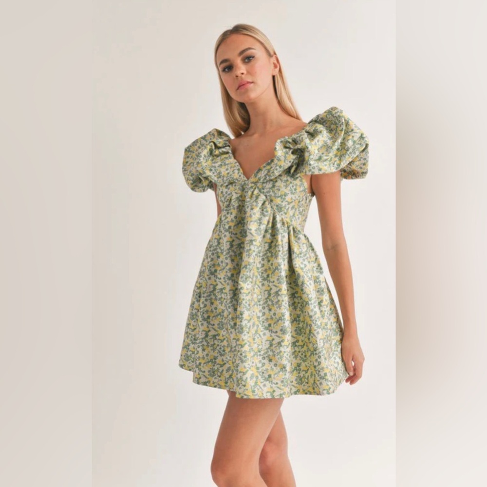 Klesis puff sleeve mini dress